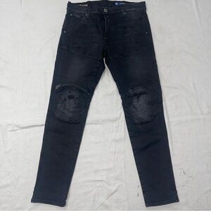 G-Star Raw 5620 3D Zip Knee Skinny Jeans Black Distressed Premium Italian Fabric